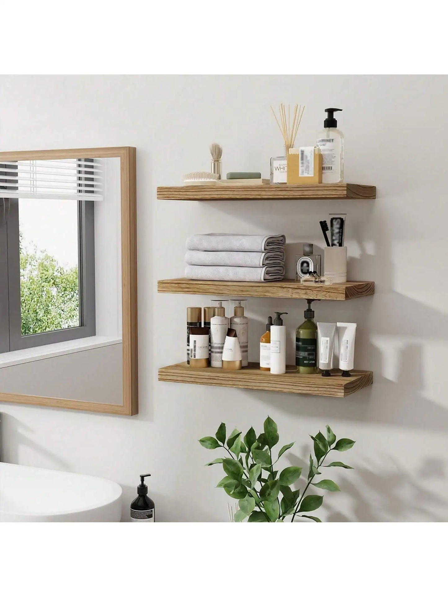 Rustic Wooden Floating Wall Shelf