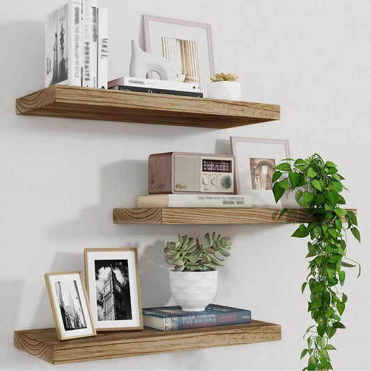Rustic Wooden Floating Wall Shelf