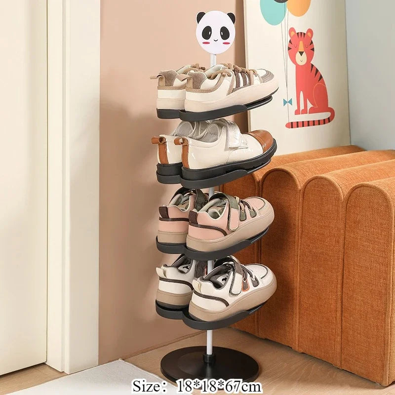 Multi-Layer Rotating Shoe Rack – Cute Cartoon Animal Adjustable Shoe Organizer