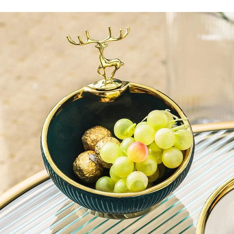 Gilded Deer Decorative Bowl