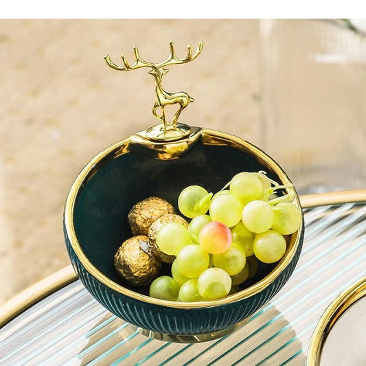 Gilded Deer Decorative Bowl