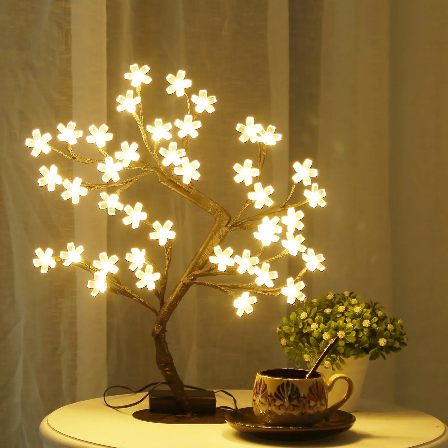 Cherry Blossom LED Table Tree Night Light – USB Powered Touch Switch