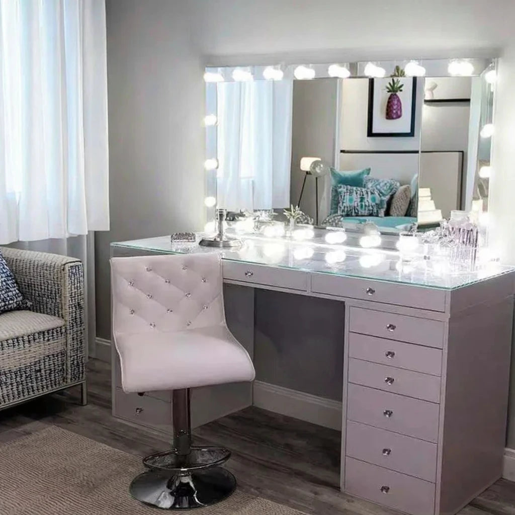Modern Wooden Vanity Table with Mirror