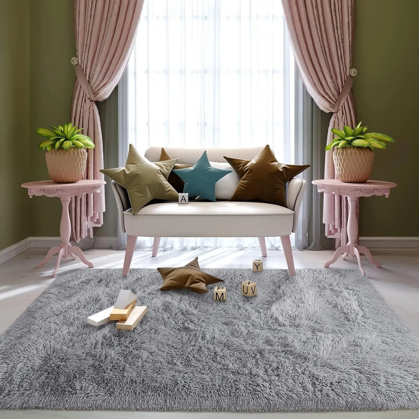 Soft Tie-Dye Plush Carpet – Modern Cozy Bedroom & Living Room Rug