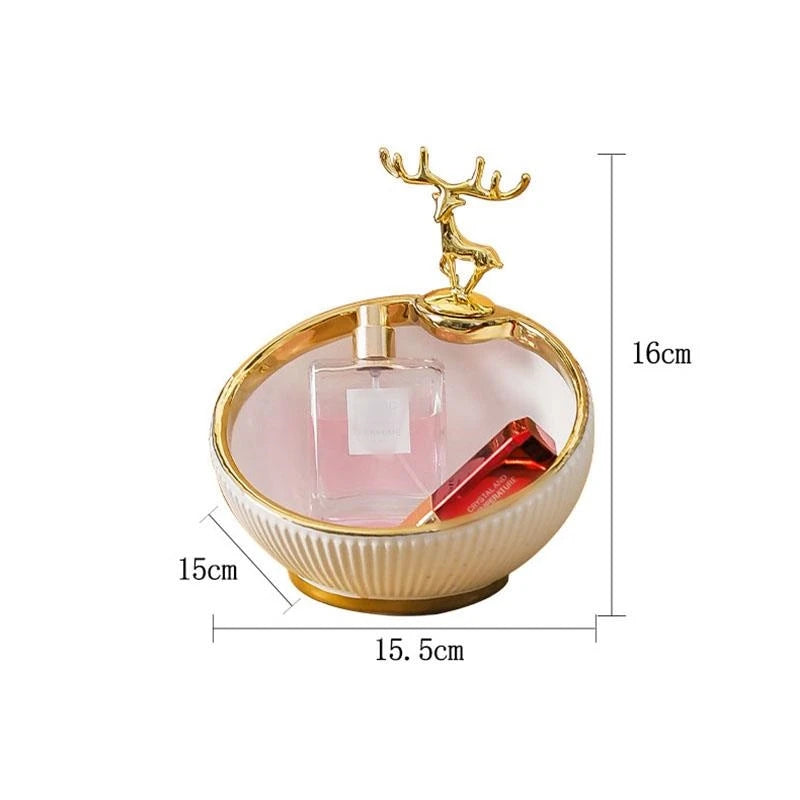 Gilded Deer Decorative Bowl