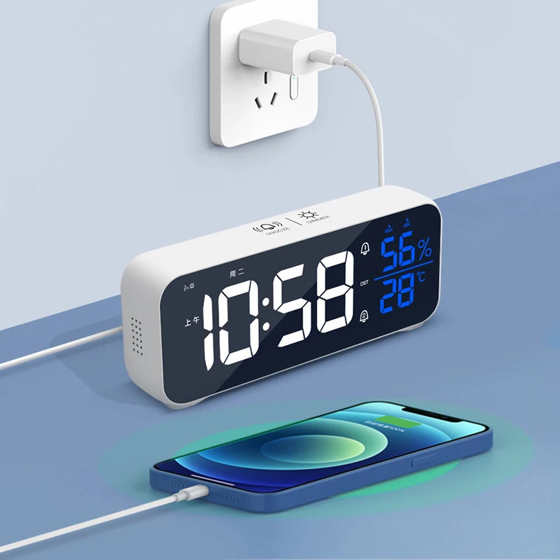 Digital Alarm Clock – Electronic Table Clock with Temperature, Humidity & Dual Alarms