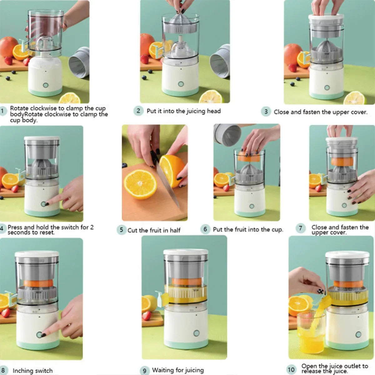 Portable USB Electric Citrus Juicer – High-Output Mini Fruit Squeezer