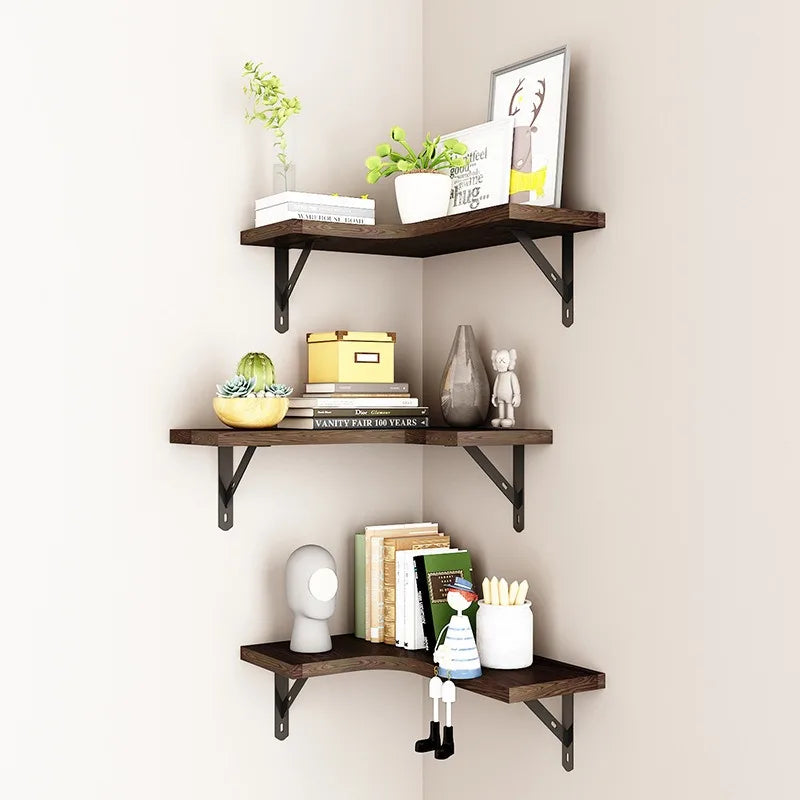 Wooden Corner Floating Shelf