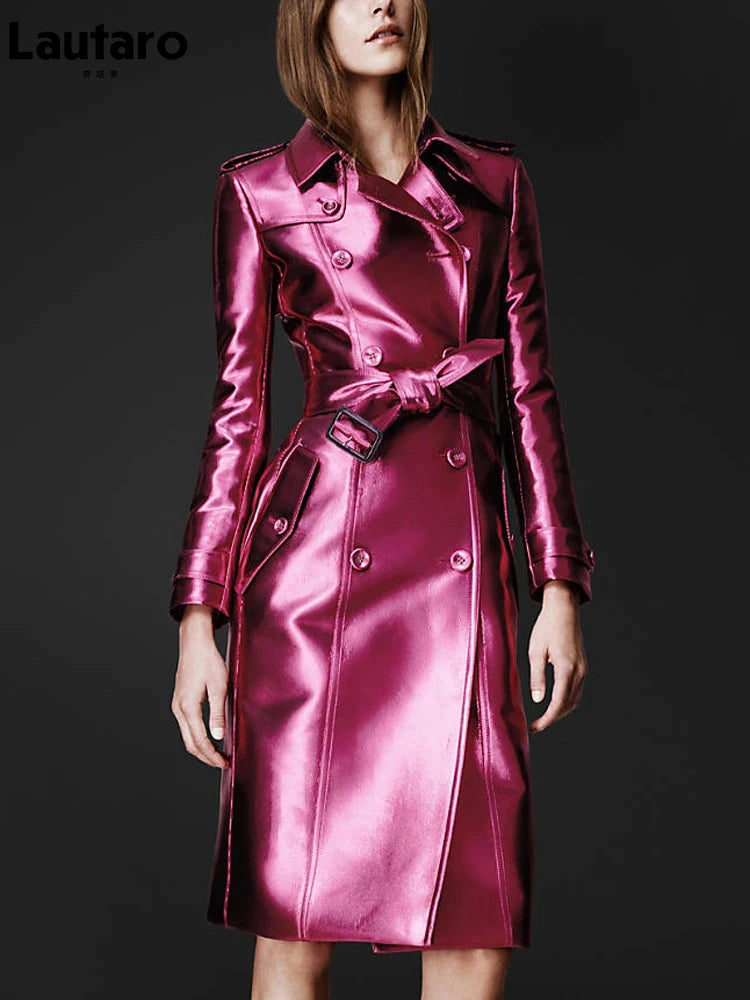 Shiny Patent Leather Trench Coat