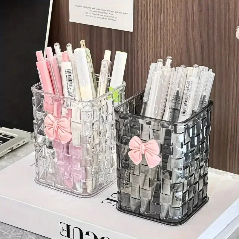 Clear Acrylic Desk Organizer with Bow