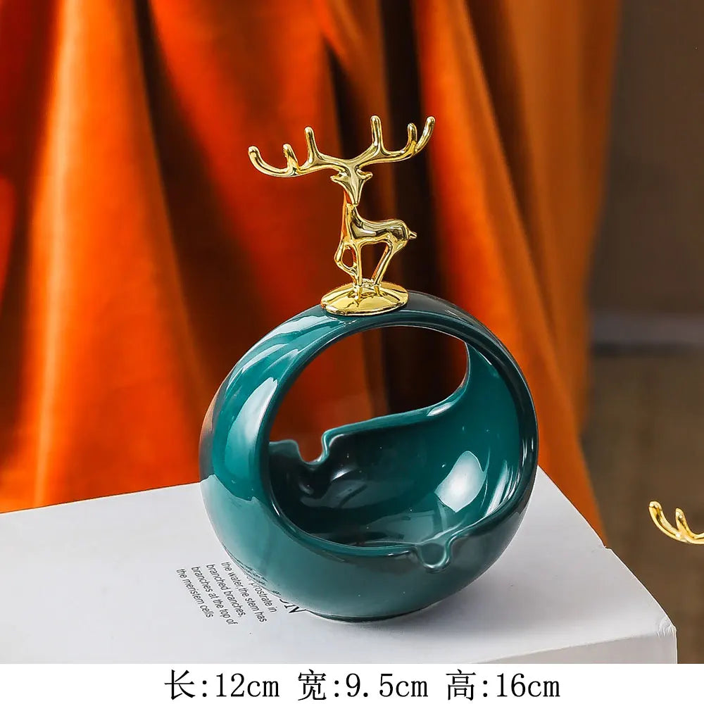 Gilded Deer Decorative Bowl