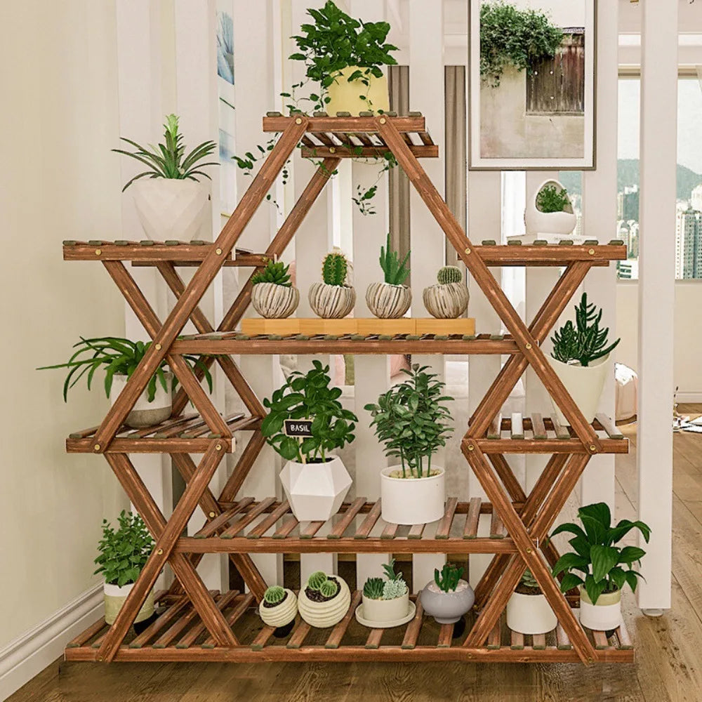Triangular Wooden Plant Stand