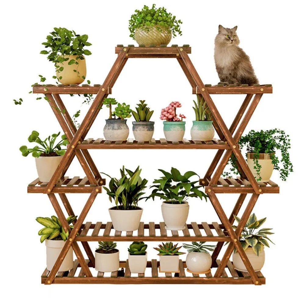 Triangular Wooden Plant Stand