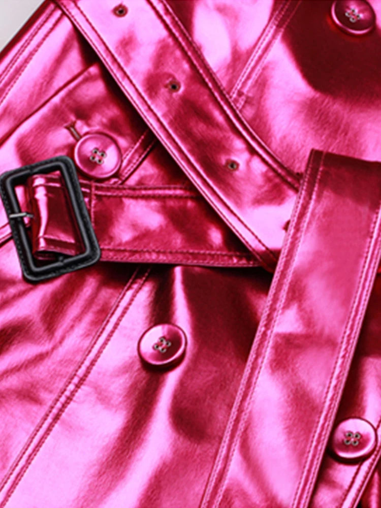 Shiny Patent Leather Trench Coat