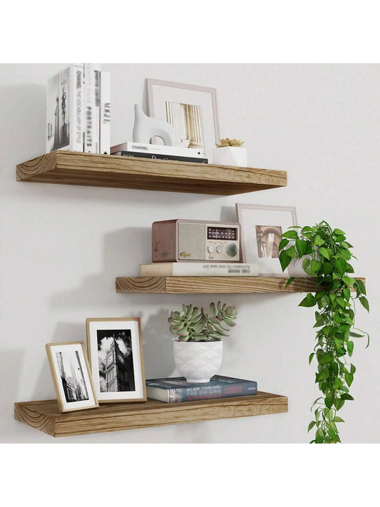 Rustic Wooden Floating Wall Shelf