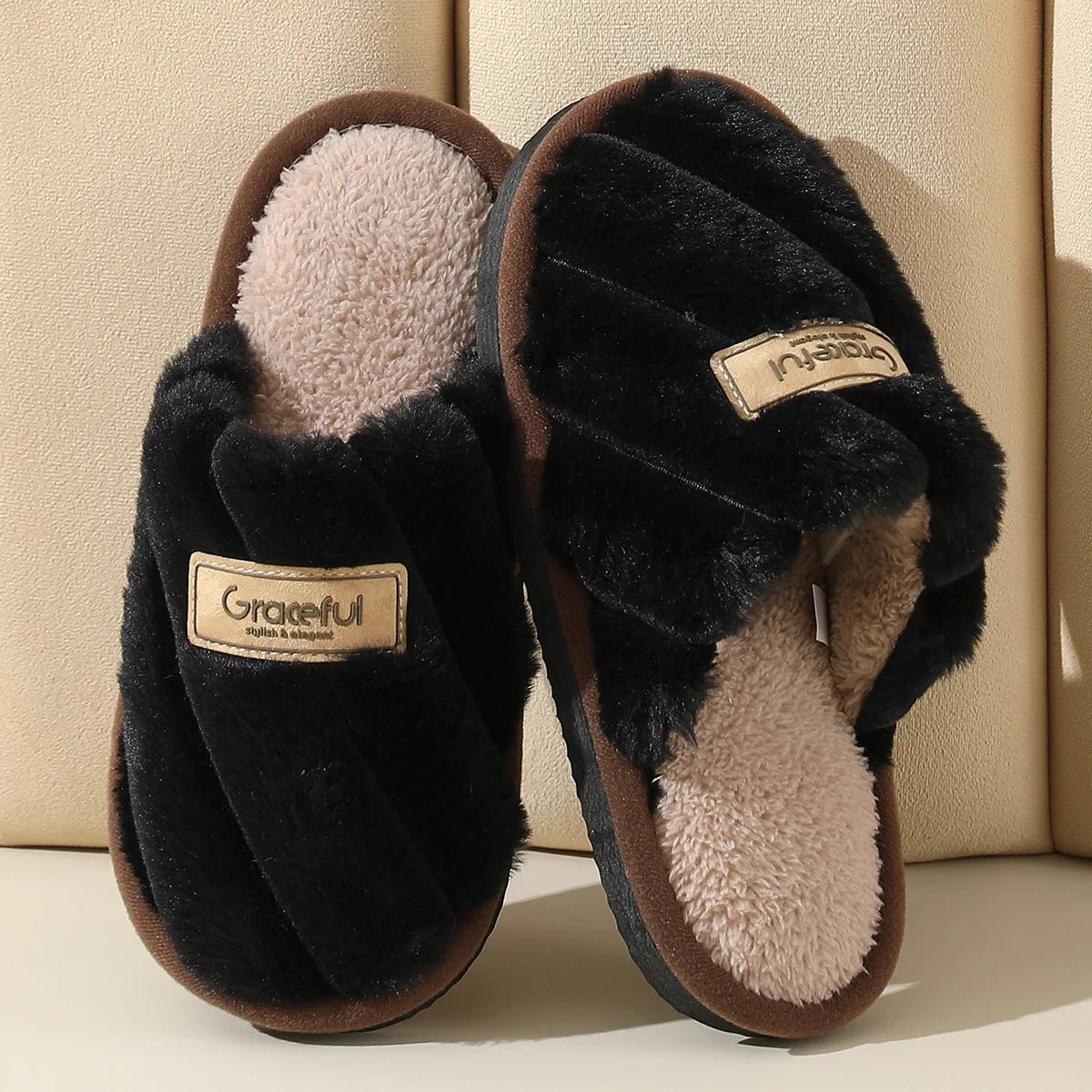Winter Warm Plush Indoor Slippers – Non-Slip Soft Comfort Home Shoes