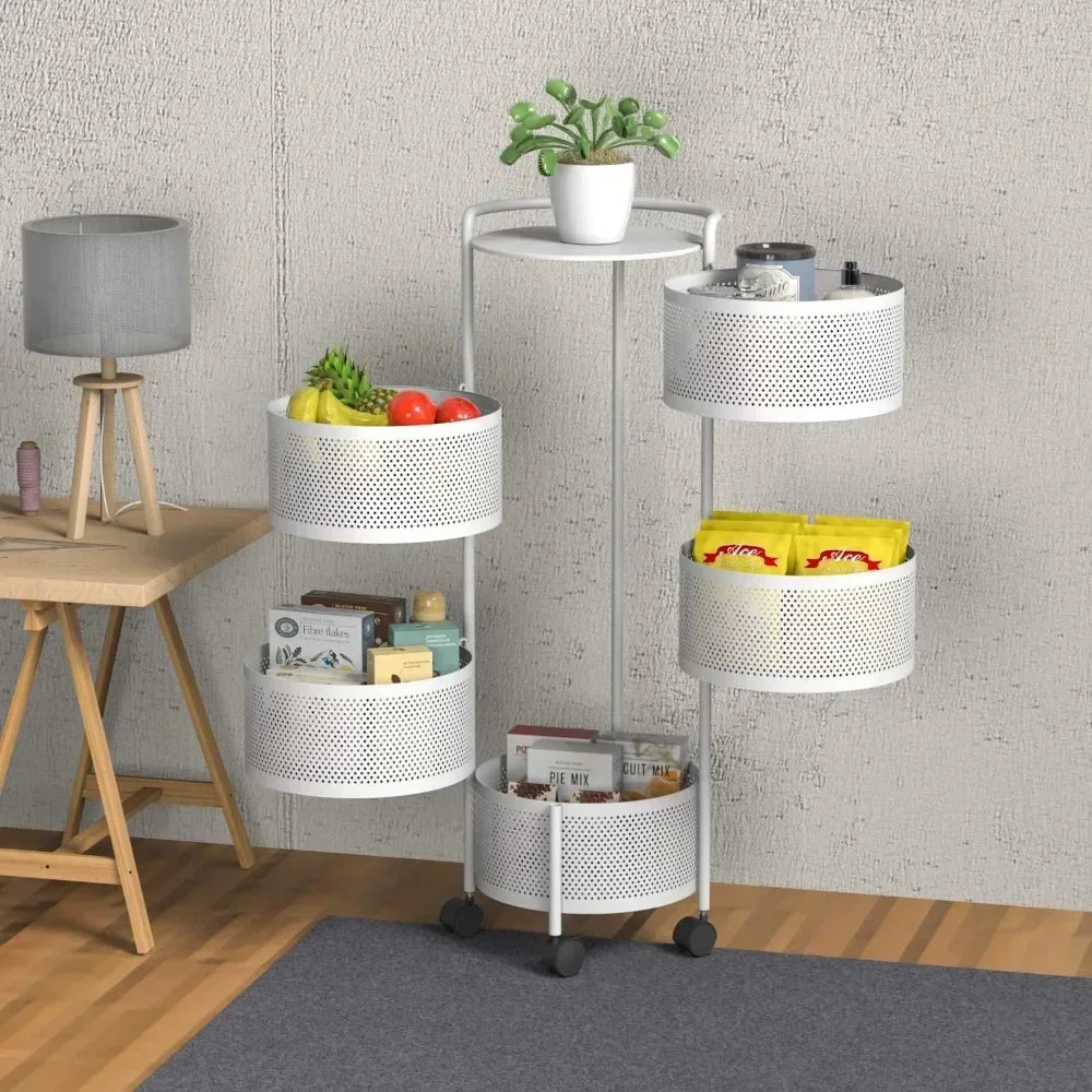 RotateLux 5-Tier Fruit Basket Cart