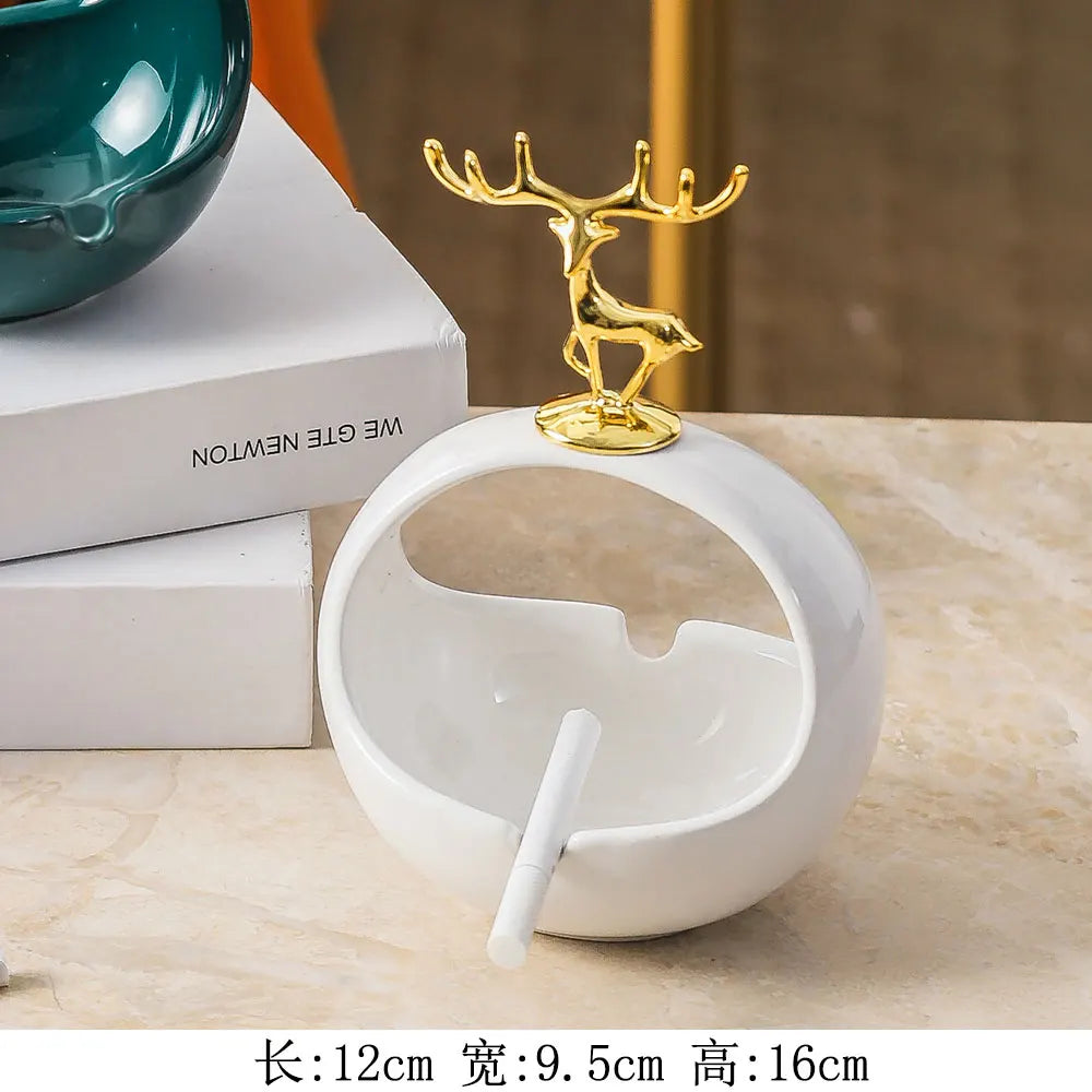 Gilded Deer Decorative Bowl