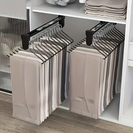 Adjustable Pull-Out Clothes Hanging Rod – Space-Saving Wardrobe Organizer