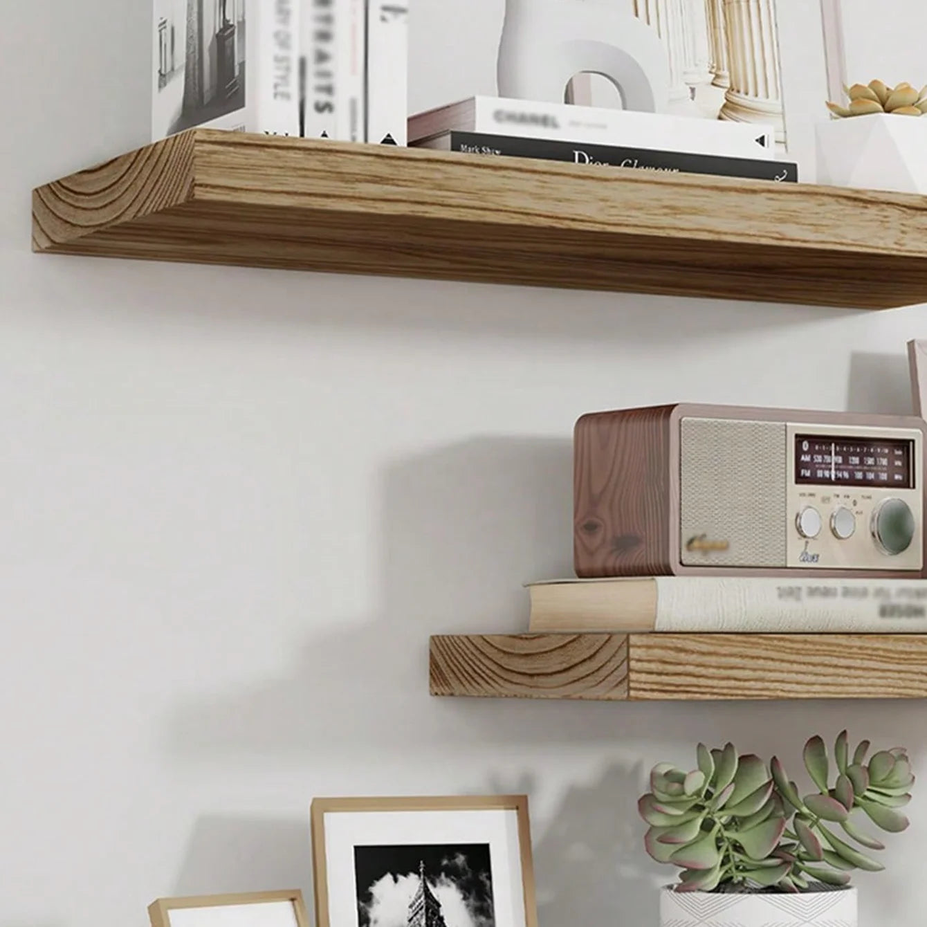 Rustic Wooden Floating Wall Shelf