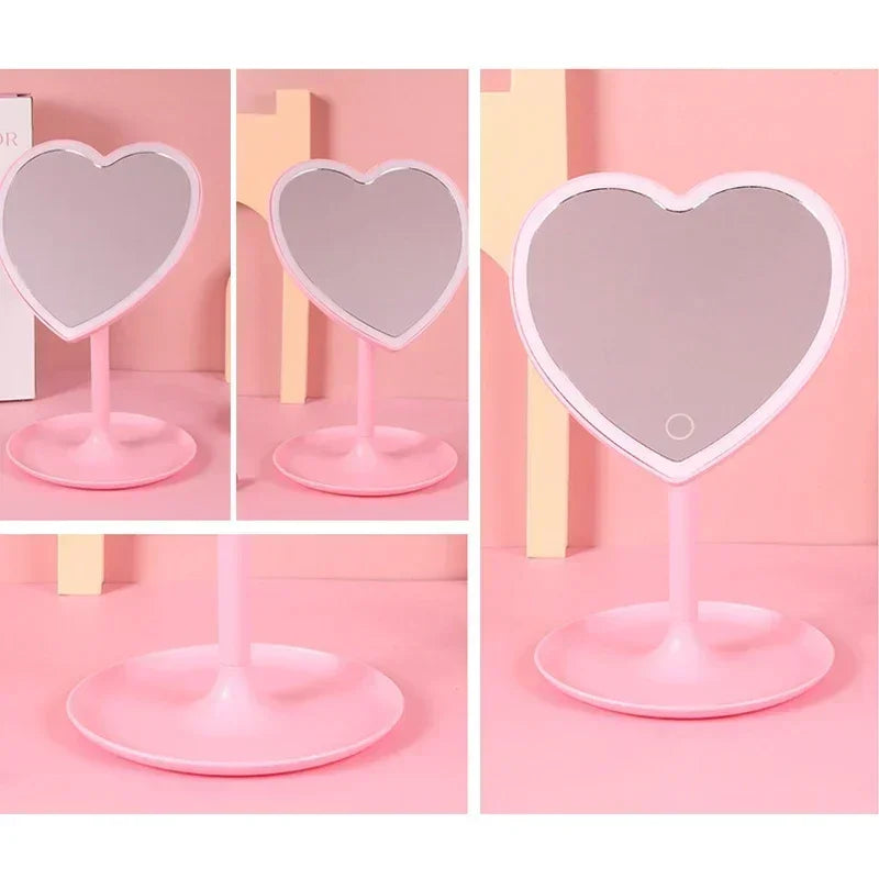 Heart-Shaped LED Makeup Mirror – Rechargeable