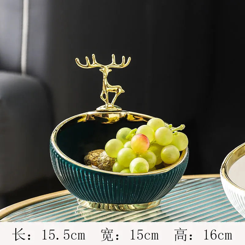 Gilded Deer Decorative Bowl