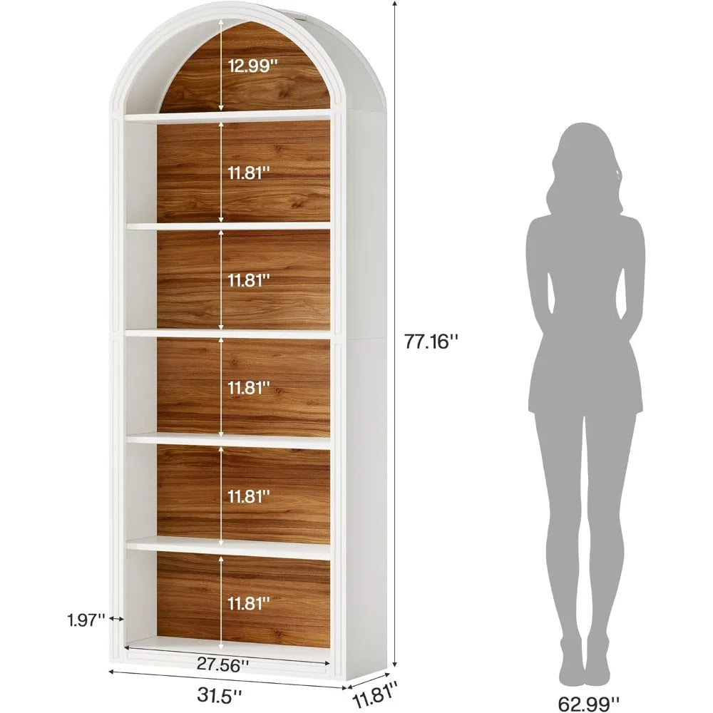 Tribesigns 6-Tier Arched Bookshelf