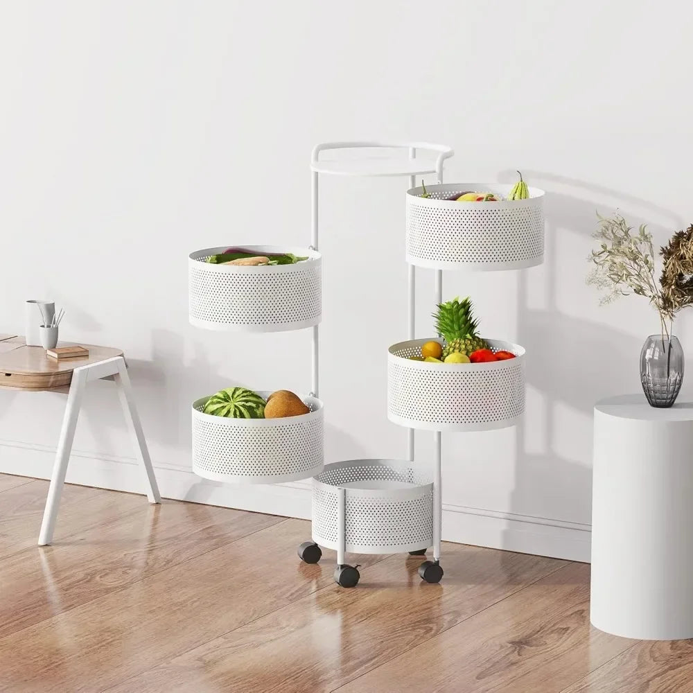 RotateLux 5-Tier Fruit Basket Cart