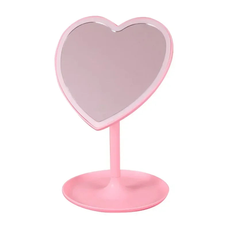 Heart-Shaped LED Makeup Mirror