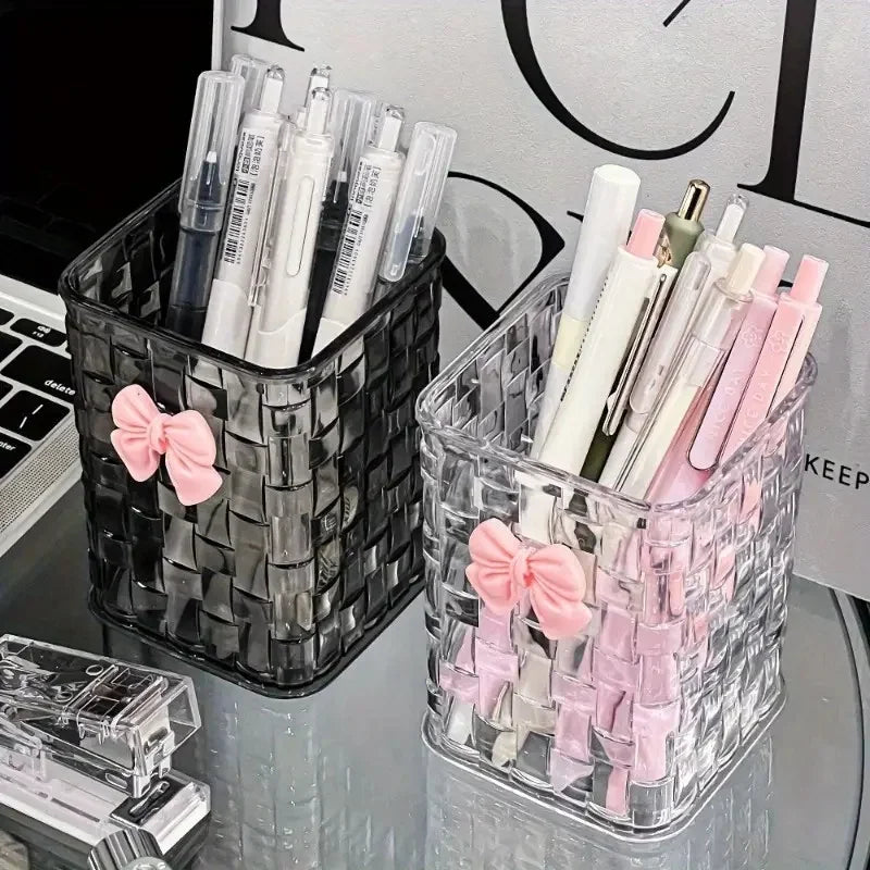 Clear Acrylic Desk Organizer with Bow