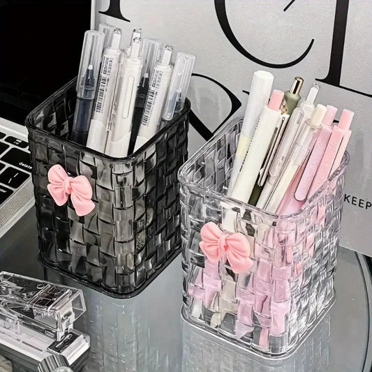 Clear Acrylic Desk Organizer with Bow