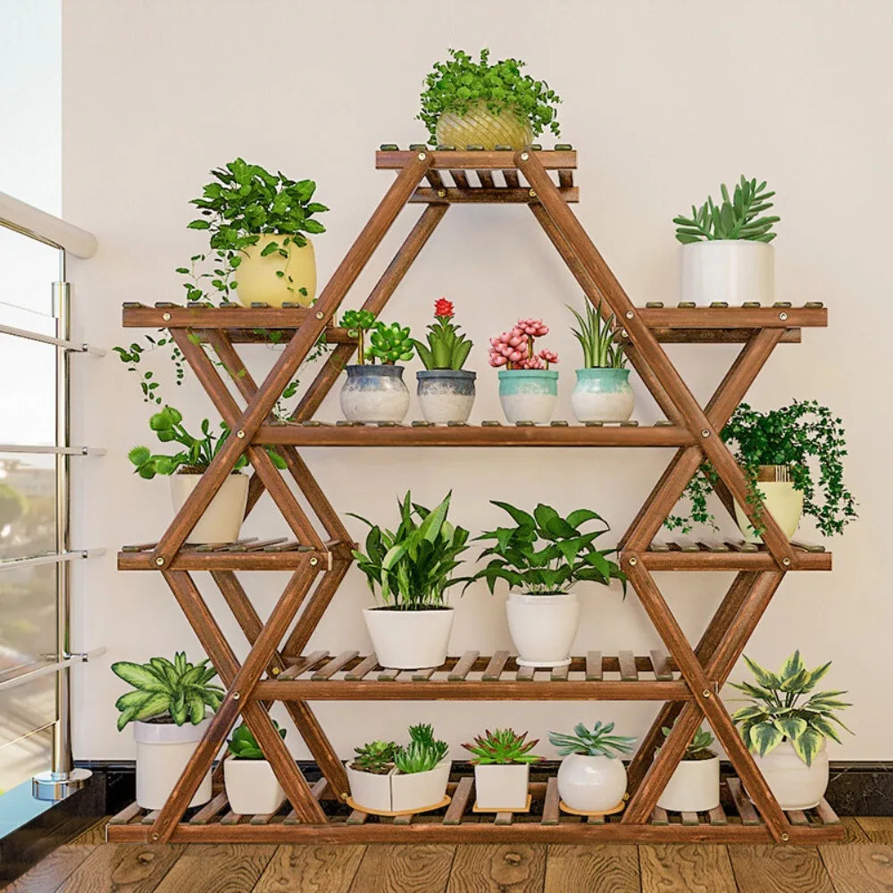 Triangular Wooden Plant Stand