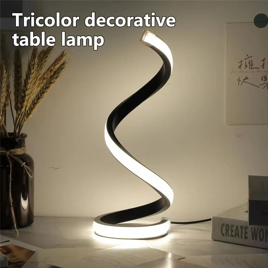 Modern Spiral LED Table Lamp – Dimmable Bedside & Desk Light