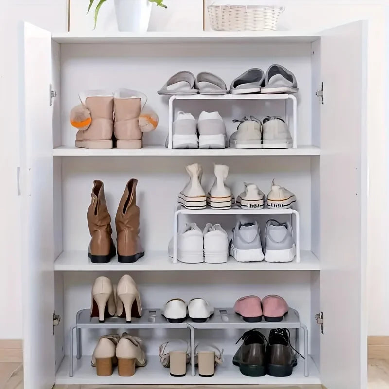 Adjustable Multi-Tier Plastic Shoe Rack