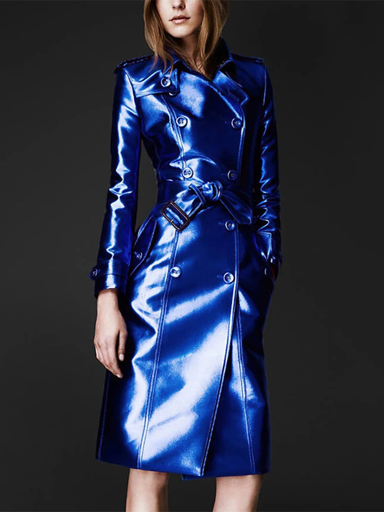 Shiny Patent Leather Trench Coat