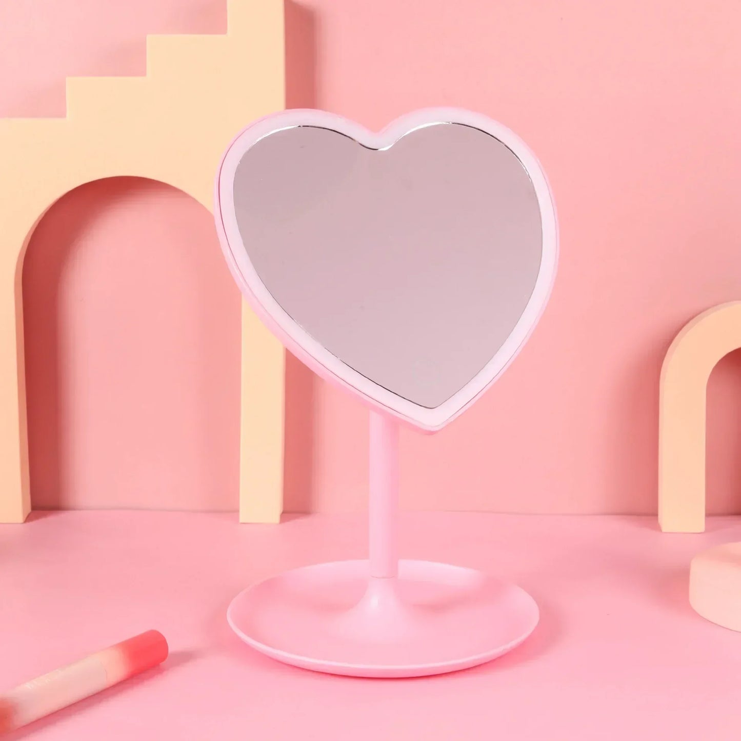 Heart-Shaped LED Makeup Mirror