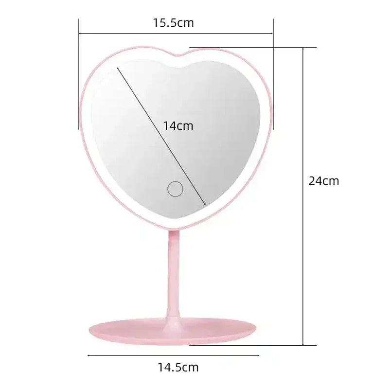 Heart-Shaped LED Makeup Mirror – Rechargeable