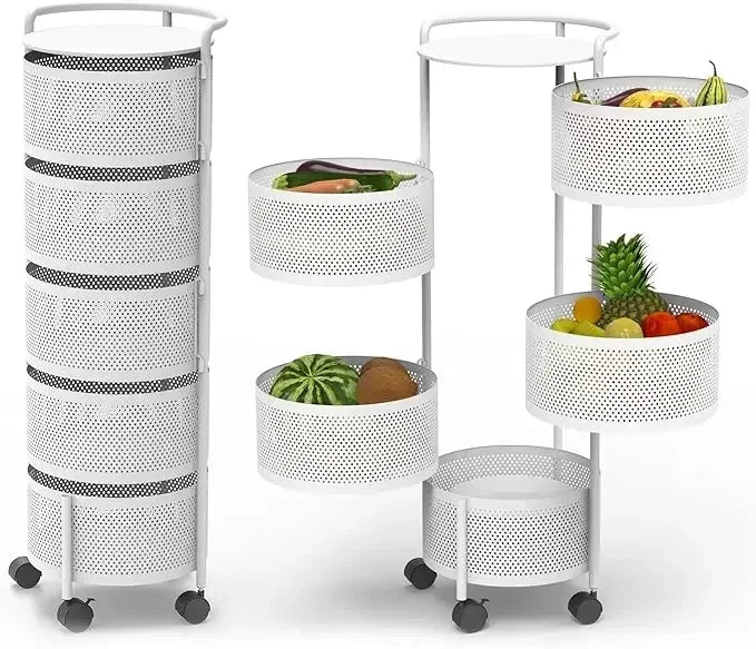 RotateLux 5-Tier Fruit Basket Cart