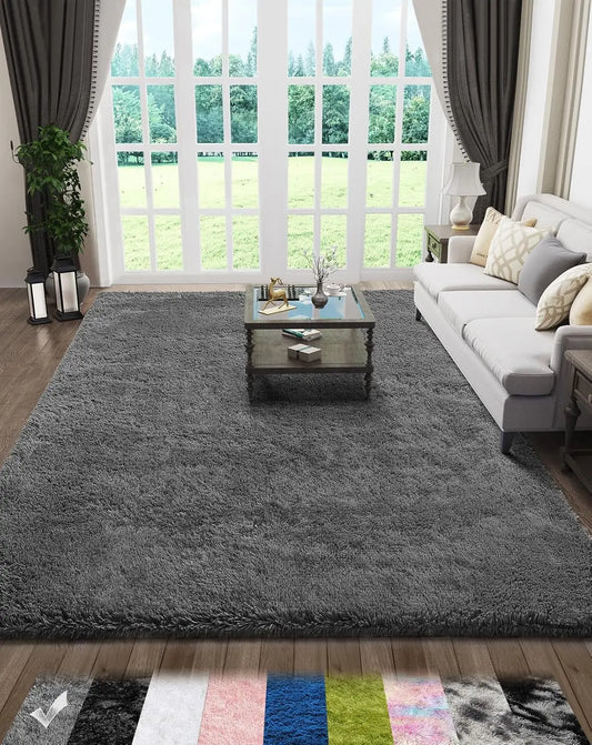 Soft Tie-Dye Plush Carpet – Modern Cozy Bedroom & Living Room Rug