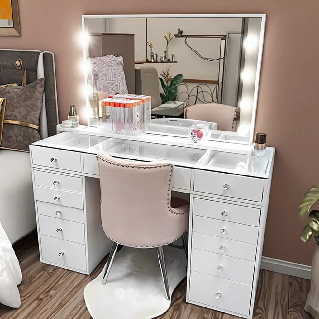 Modern Wooden Vanity Table with Mirror