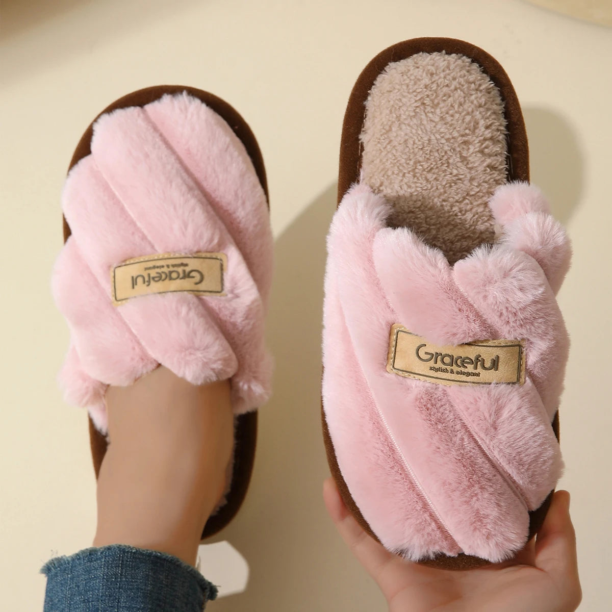 Winter Warm Plush Indoor Slippers – Non-Slip Soft Comfort Home Shoes