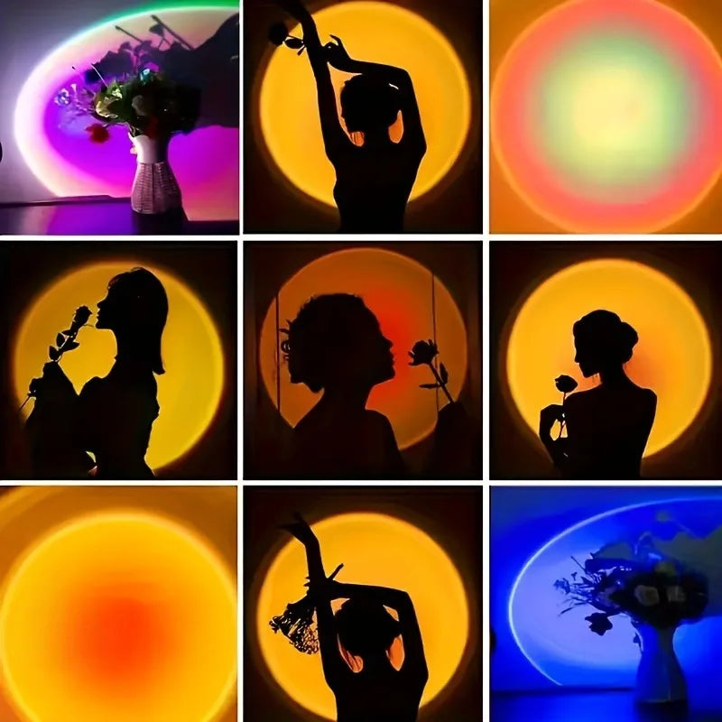Vibrant Sunset Projection Lamp – 16-Color LED Mood Light