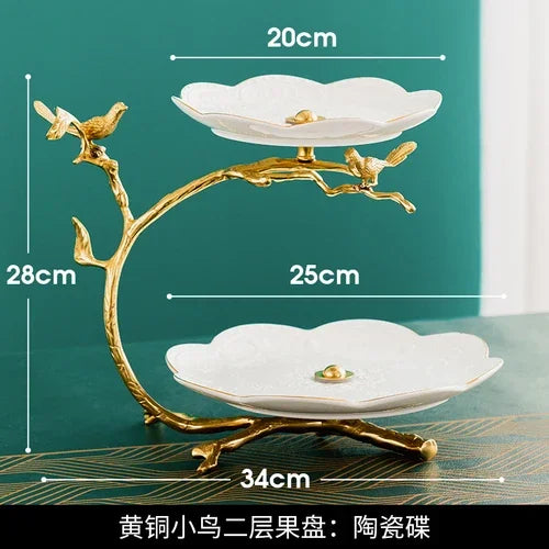 2-Layer Brass Glass Dessert Stand
