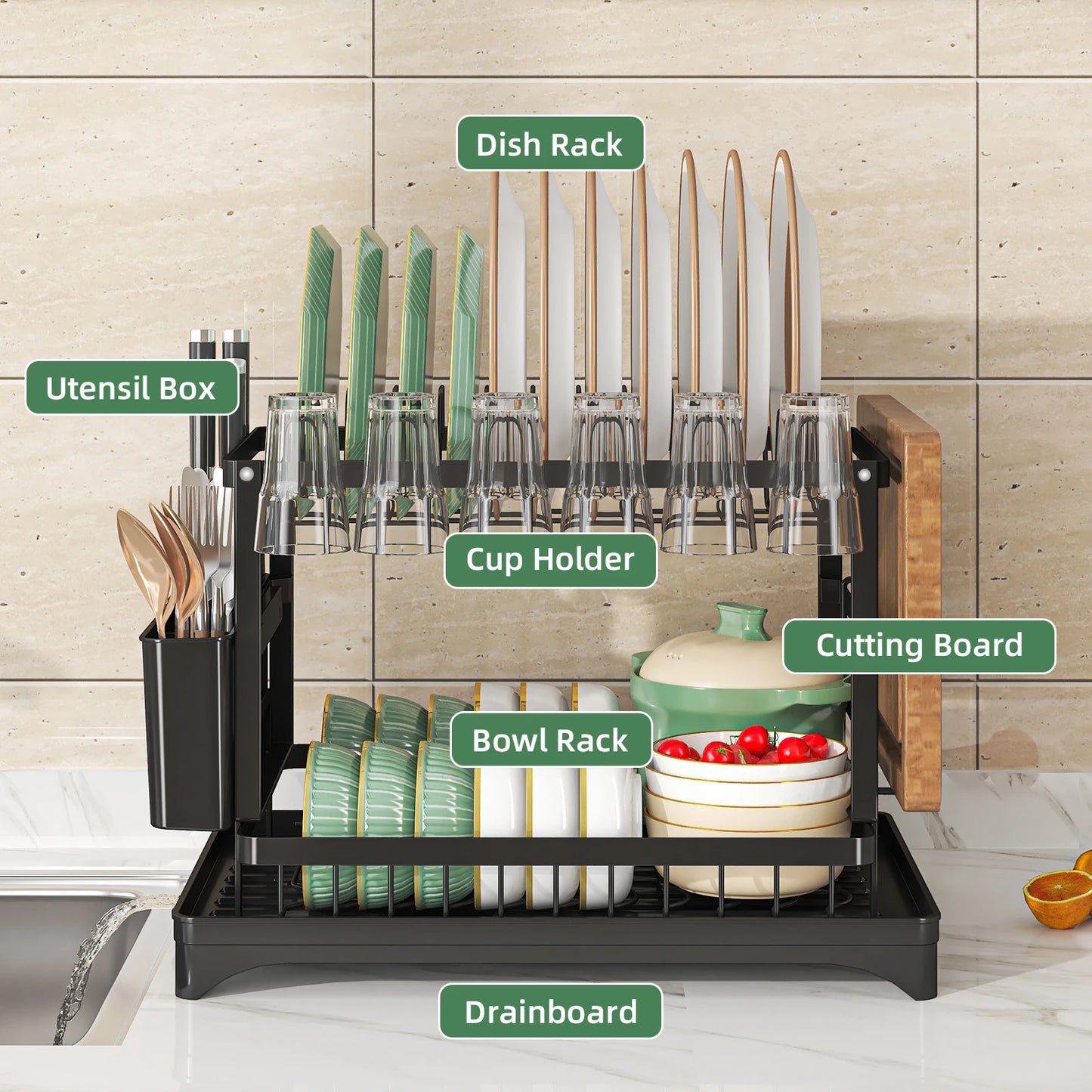 2-Tier Dish Drying Rack