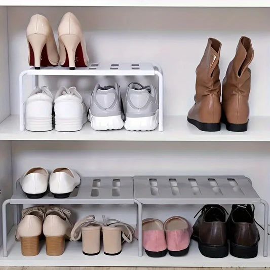 Adjustable Multi-Tier Plastic Shoe Rack
