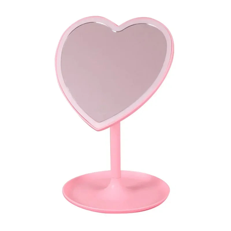 Heart-Shaped LED Makeup Mirror – Rechargeable