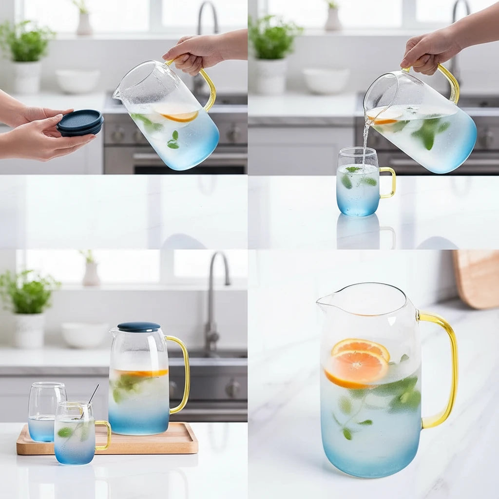 Borosilicate Glass Pitcher with Lid