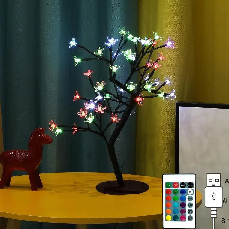 Cherry Blossom LED Table Tree Night Light – USB Powered Touch Switch