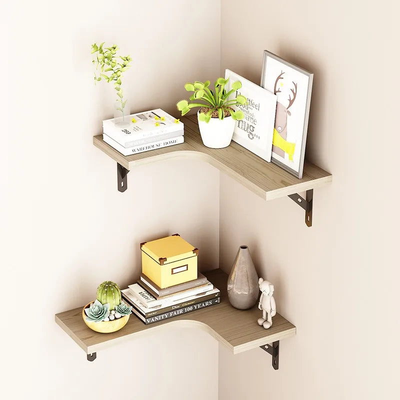 Wooden Corner Floating Shelf