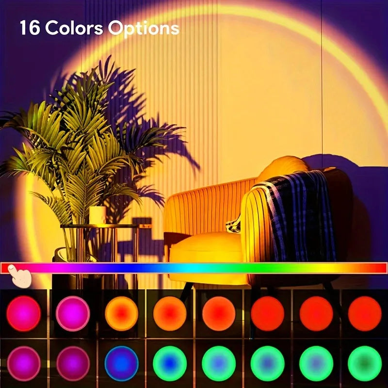 Vibrant Sunset Projection Lamp – 16-Color LED Mood Light
